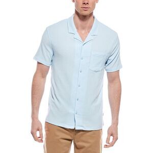 Endless Summer Mens Crinkle Camp Shirt, Blue